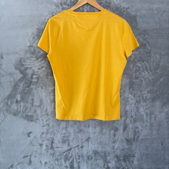 Tommy Jeans Womens Preppy Casual T-Shirt Sz S or M Yellow Short Sleeve Crew Neck - Picture 5 of 10